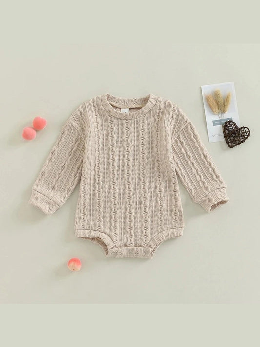 0-18M Newborn Toddler Baby Sweater Romper Solid Color Long Sleeve Knit Bodysuits Knitwear Boys Girls Autumn Winter Clothing
