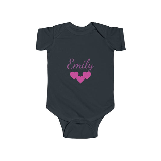 Personalize Girls Infant Bodysuit — Girls Name Heart Newborn Onesie