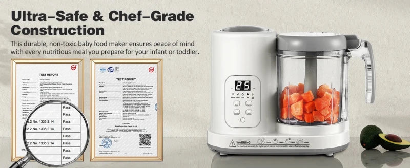 Baby Food Maker Steamer Blender 4 - in - 1 Auto - Clean, BPA - Free, for 4 - 12 Months - Hands & Toes
