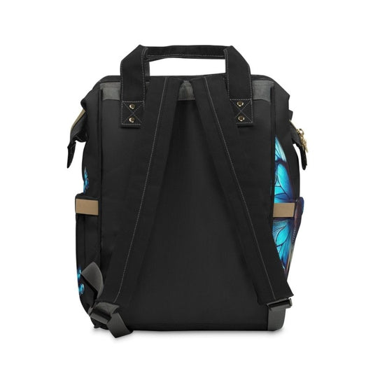 Butterfly Blue/Black Diaper Backpack | Stylish Baby Bag, Maternity Backpack, Toddler Travel Bag, Nursing Essentials, Mom Bag