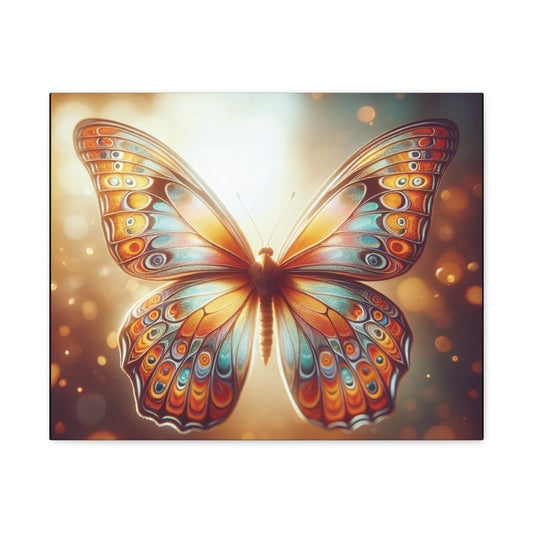 Butterfly Canvas Wall Art Print, Colorful Home Decor, Nursery, Kids Room Decor Orange and Blue Butterfly Canvas - Hands & Toes
