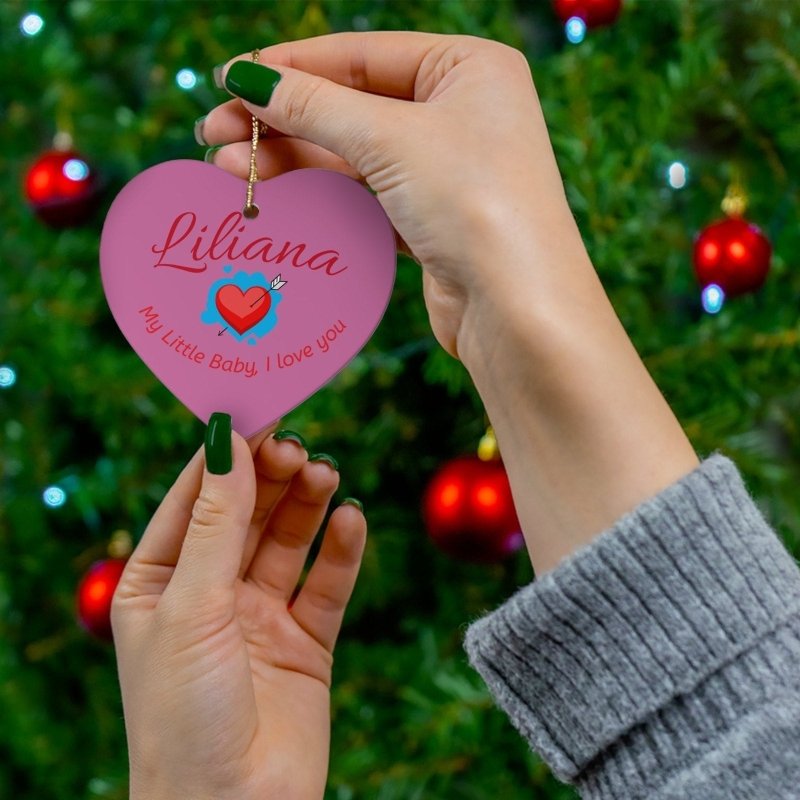 Cute Heart-Shaped Ceramic Ornament for Valentines, Love Gift, Holiday Decor, Personalized Keepsake, Baby Shower Decoration