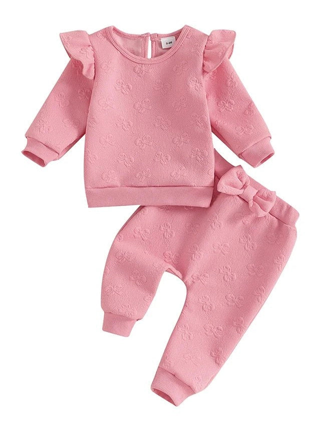 Newborn Baby Girls Clothes Infant Pullover and Sweatpants Set PINK or White
