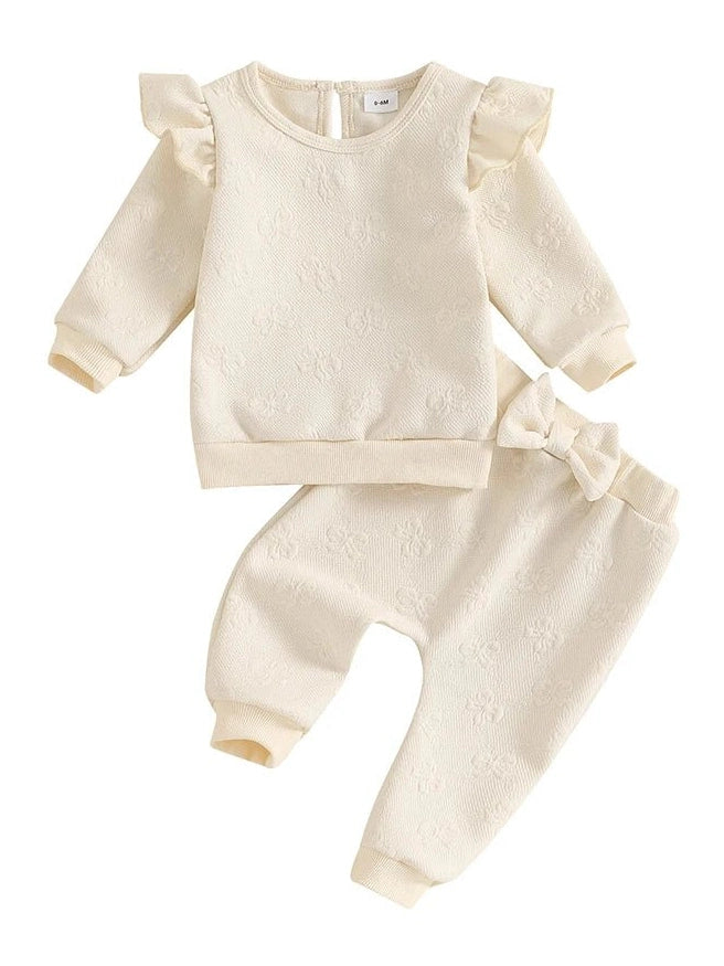 Newborn Baby Girls Clothes Infant Pullover and Sweatpants Set PINK or White
