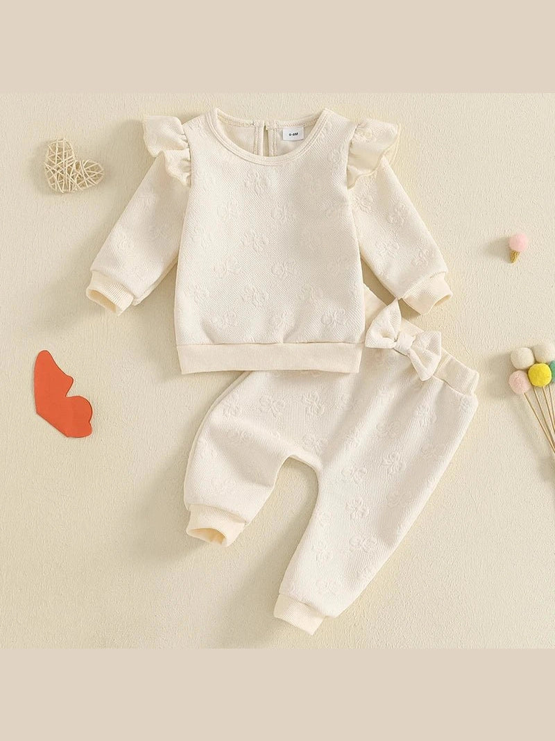 Newborn Baby Girls Clothes Infant Pullover and Sweatpants Set PINK or White