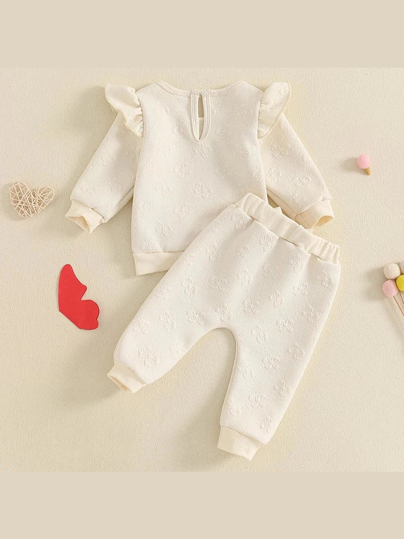 Newborn Baby Girls Clothes Infant Pullover and Sweatpants Set PINK or White