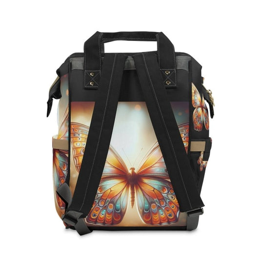 Orange Butterfly Diaper Backpack | Stylish Baby Bag, Maternity Backpack, Toddler Travel Bag, Nursing Essentials, Mom Bag