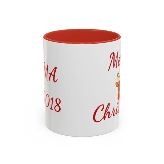 Personalize Mama/Papa Established Mug Christmas Reindeer Accent Coffee Mug – "Merry Christmas" Holiday Gift (11/15oz) - Hands & Toes