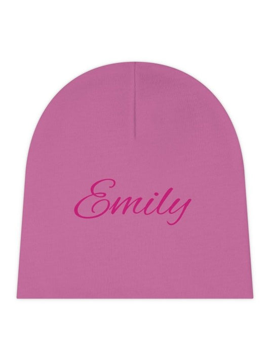 Personalized Baby Beanie Girl - 'Emily' Script Name Knit Hat for Newborns & Infants
