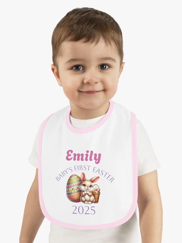 Personalized Baby Bib - Baby's First Easter 2025 - Hands & Toes