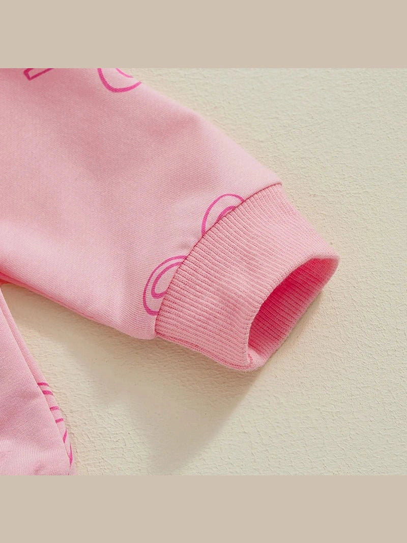 Pink Girls 2PCS Winter Sets Long Sleeve Pullover Sweater LargeBow Drawstring Pants