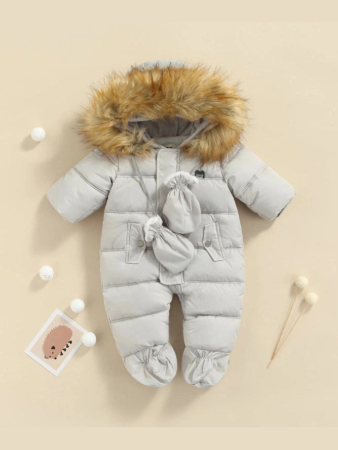 Pudcoco Infant BOYSGIRls Winter Jacket Snowsuit Infant Footed Jumpsuit 6-24M