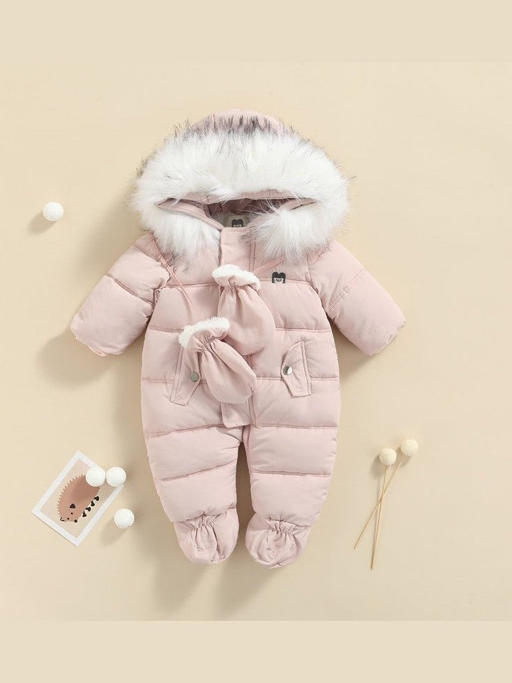 Pudcoco Infant BOYSGIRls Winter Jacket Snowsuit Infant Footed Jumpsuit 6-24M