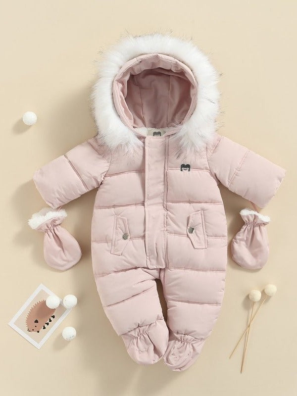 Pudcoco Infant BOYSGIRls Winter Jacket Snowsuit Infant Footed Jumpsuit 6-24M