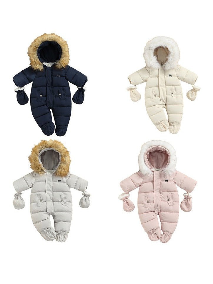 Pudcoco Infant BOYSGIRls Winter Jacket Snowsuit Infant Footed Jumpsuit 6-24M
