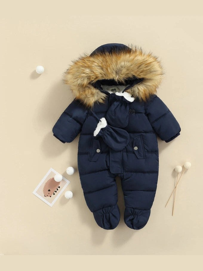 Pudcoco Infant BOYSGIRls Winter Jacket Snowsuit Infant Footed Jumpsuit 6-24M