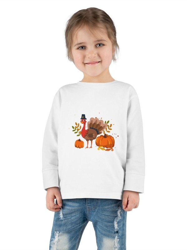 Thanksgiving Turkey Toddler Long Sleeve Shirt, Fall Apparel, Cute Thanksgiving Gift