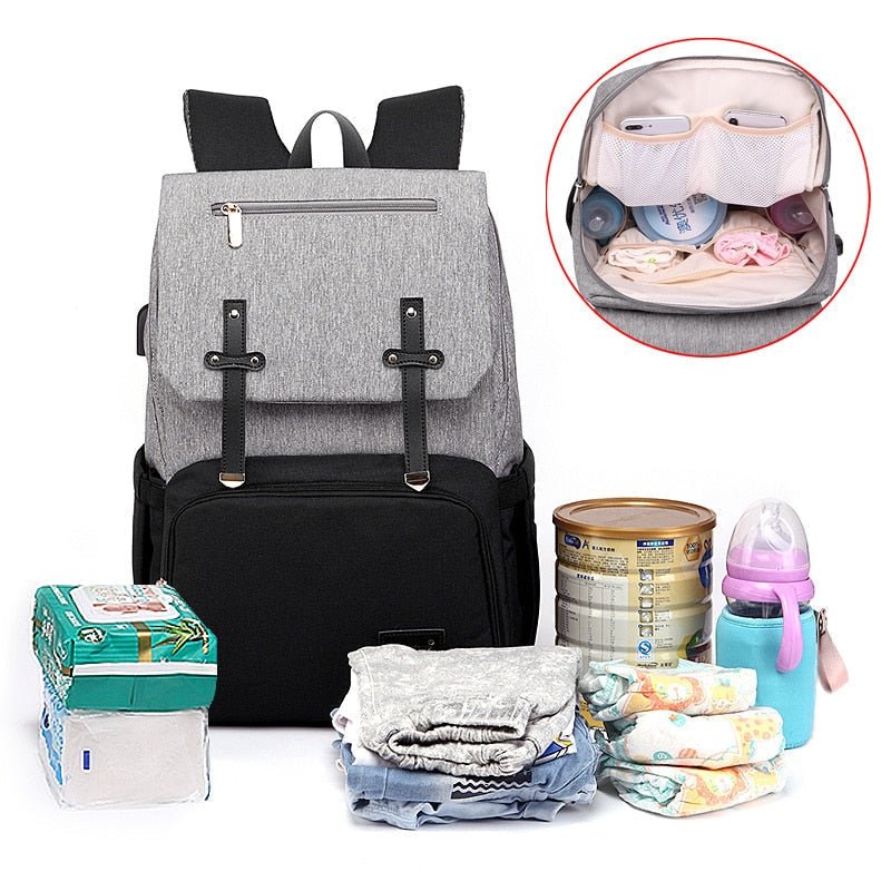 Baby Diaper Bag with USB Bottle Warmer