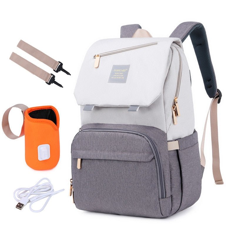Baby Diaper Bag with USB Bottle Warmer