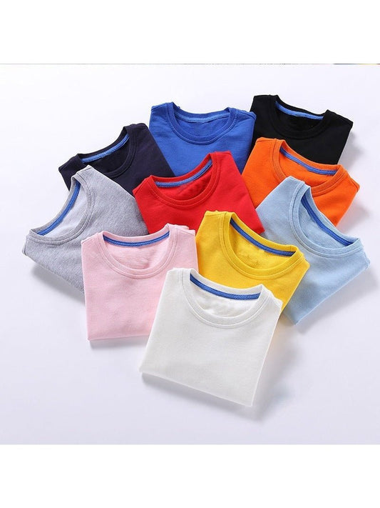 Boys Korean Round Neck Solid Color Loose Long Sleeve Pullover