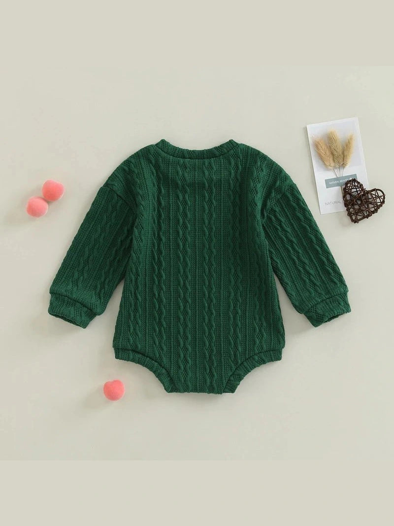 0-18M Newborn Toddler Baby Sweater Romper Solid Color Long Sleeve Knit Bodysuits Knitwear Boys Girls Autumn Winter Clothing