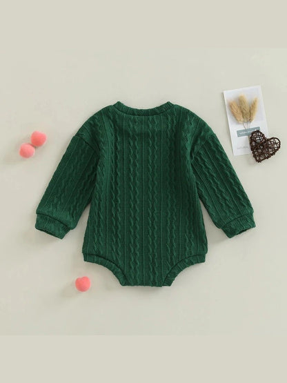 0-18M Newborn Toddler Baby Sweater Romper Solid Color Long Sleeve Knit Bodysuits Knitwear Boys Girls Autumn Winter Clothing