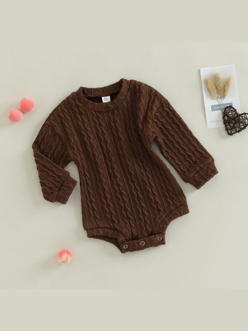 0-18M Newborn Toddler Baby Sweater Romper Solid Color Long Sleeve Knit Bodysuits Knitwear Boys Girls Autumn Winter Clothing