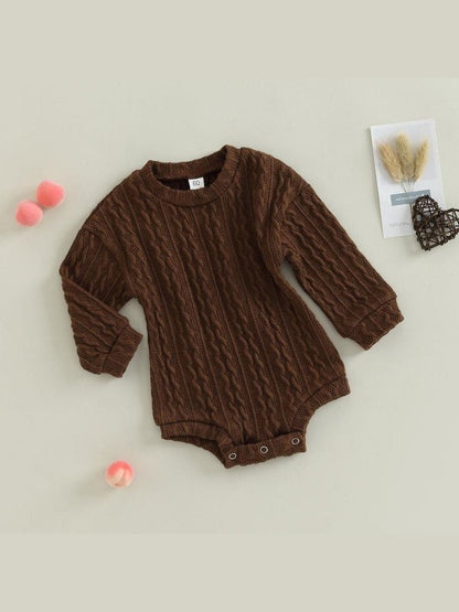 0-18M Newborn Toddler Baby Sweater Romper Solid Color Long Sleeve Knit Bodysuits Knitwear Boys Girls Autumn Winter Clothing