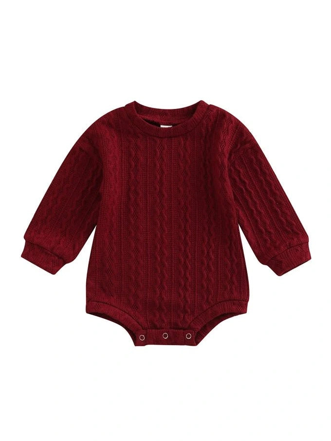 0-18M Newborn Toddler Baby Sweater Romper Solid Color Long Sleeve Knit Bodysuits Knitwear Boys Girls Autumn Winter Clothing