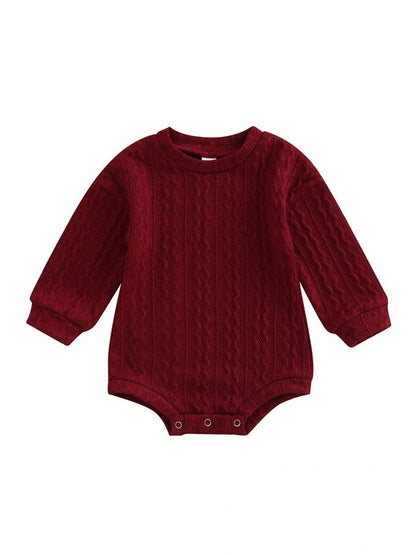 0-18M Newborn Toddler Baby Sweater Romper Solid Color Long Sleeve Knit Bodysuits Knitwear Boys Girls Autumn Winter Clothing