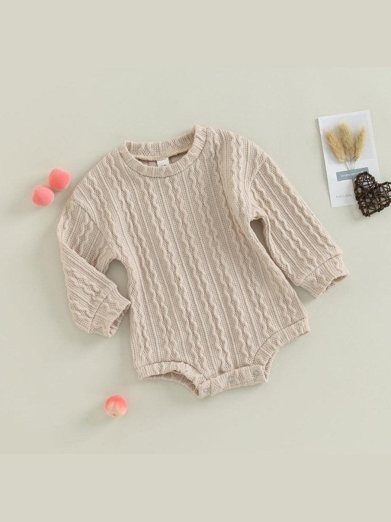 0-18M Newborn Toddler Baby Sweater Romper Solid Color Long Sleeve Knit Bodysuits Knitwear Boys Girls Autumn Winter Clothing