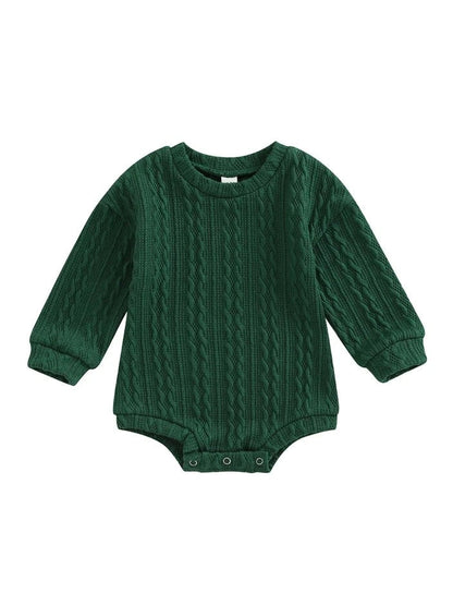 0-18M Newborn Toddler Baby Sweater Romper Solid Color Long Sleeve Knit Bodysuits Knitwear Boys Girls Autumn Winter Clothing