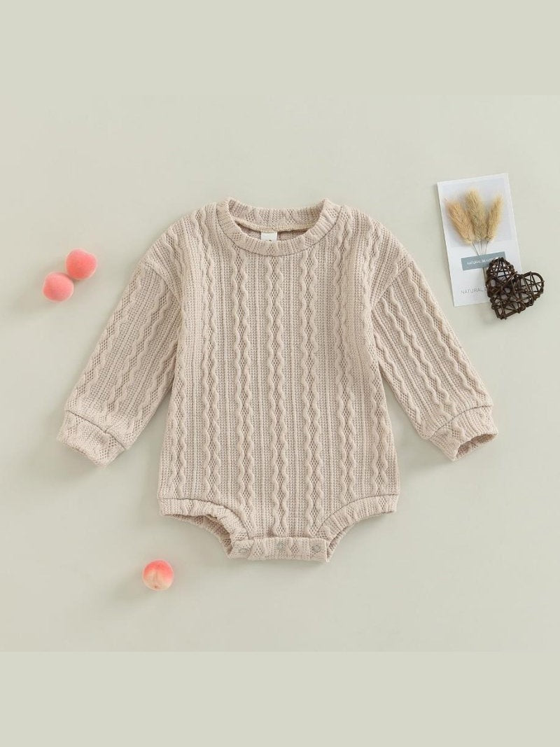 0-18M Newborn Toddler Baby Sweater Romper Solid Color Long Sleeve Knit Bodysuits Knitwear Boys Girls Autumn Winter Clothing