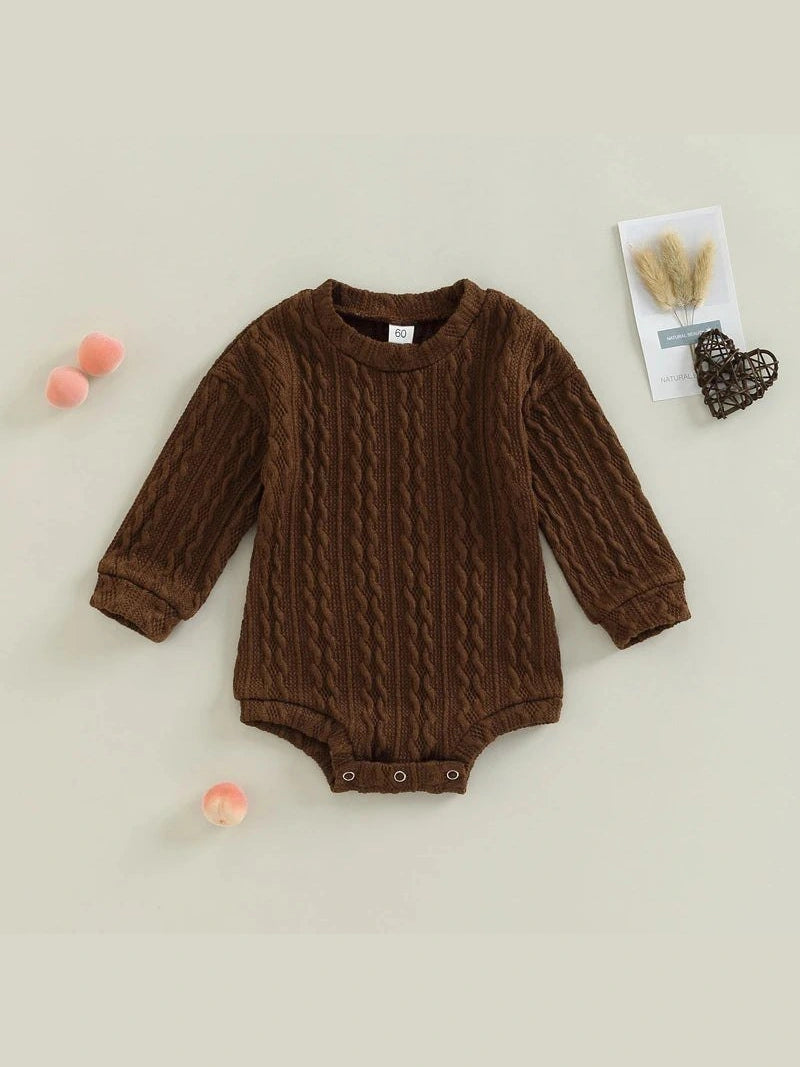 0-18M Newborn Toddler Baby Sweater Romper Solid Color Long Sleeve Knit Bodysuits Knitwear Boys Girls Autumn Winter Clothing