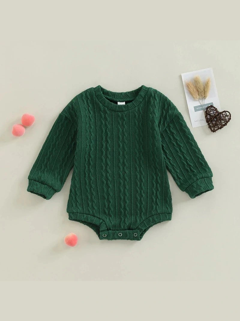0-18M Newborn Toddler Baby Sweater Romper Solid Color Long Sleeve Knit Bodysuits Knitwear Boys Girls Autumn Winter Clothing