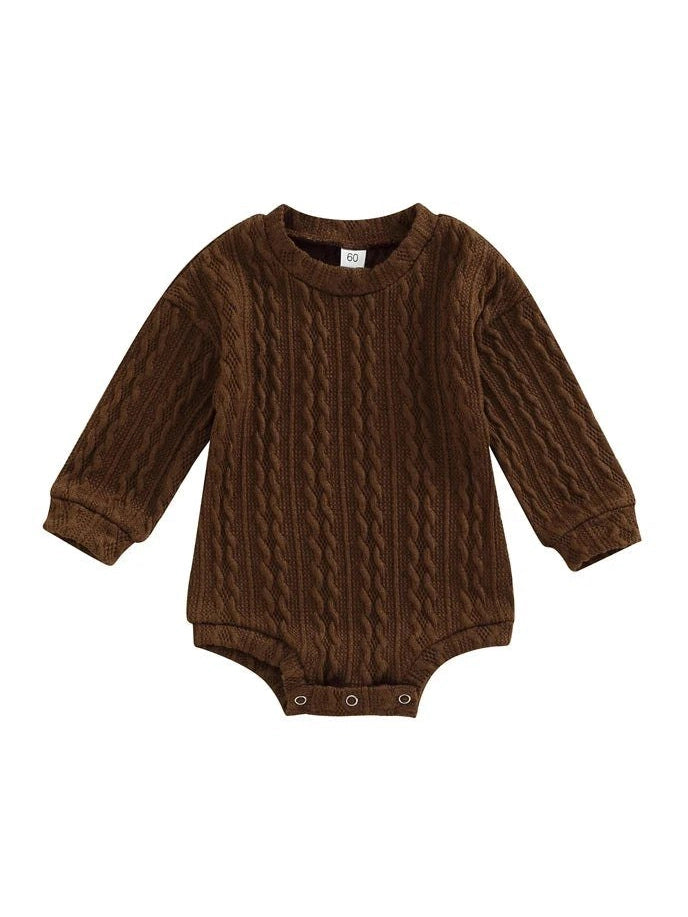 0-18M Newborn Toddler Baby Sweater Romper Solid Color Long Sleeve Knit Bodysuits Knitwear Boys Girls Autumn Winter Clothing