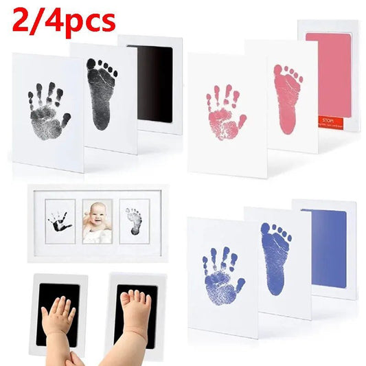 2/4pc Baby Handprint Footprints Ink Pads Safe Non-toxic