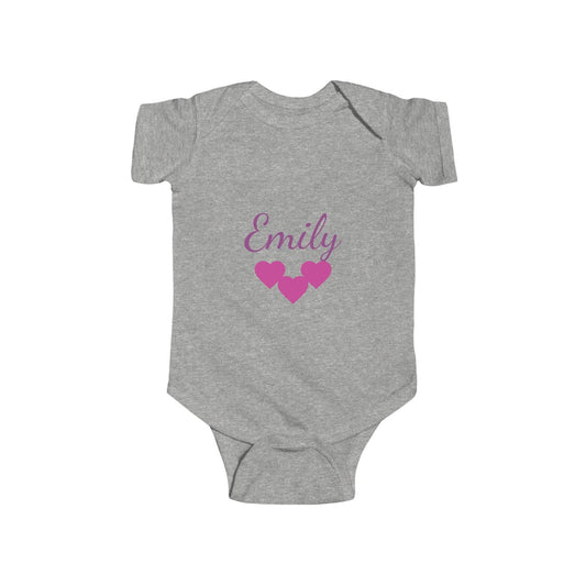 Personalize Girls Infant Bodysuit — Girls Name Heart Newborn Onesie