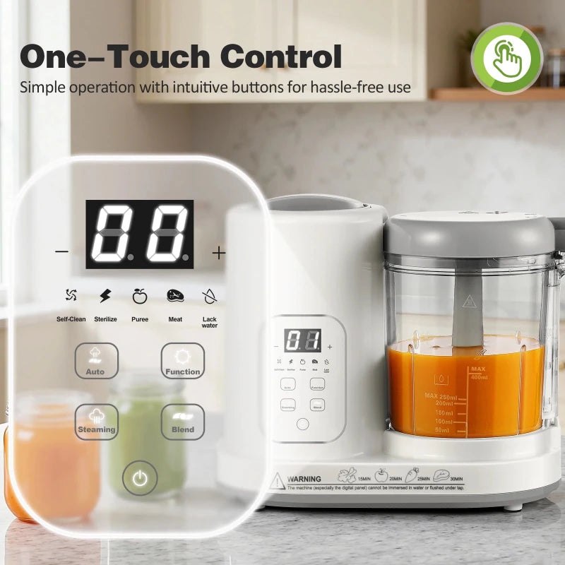 Baby Food Maker Steamer Blender 4 - in - 1 Auto - Clean, BPA - Free, for 4 - 12 Months - Hands & Toes