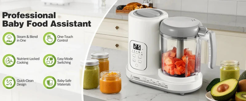 Baby Food Maker Steamer Blender 4 - in - 1 Auto - Clean, BPA - Free, for 4 - 12 Months - Hands & Toes