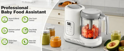 Baby Food Maker Steamer Blender 4 - in - 1 Auto - Clean, BPA - Free, for 4 - 12 Months - Hands & Toes