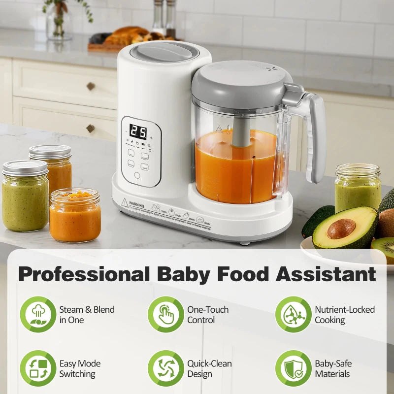 Baby Food Maker Steamer Blender 4 - in - 1 Auto - Clean, BPA - Free, for 4 - 12 Months - Hands & Toes