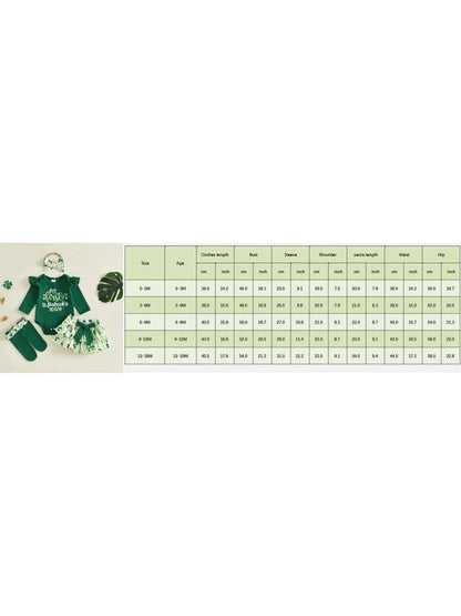 Baby Girls Irish Outfit Long Sleeve Shamrock Letter Print Romper Shorts Headband Socks Set Infant Clothes