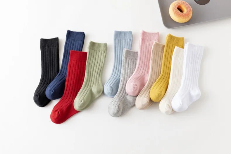 Baby Socks Newborn Kids Infant Girls Boys Knee High Sock Toddler Girl Solid Cotton Stripe Plain Long Sock For 0-3 Years Children