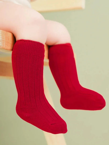 Baby Socks Newborn Kids Infant Girls Boys Knee High Sock Toddler Girl Solid Cotton Stripe Plain Long Sock For 0-3 Years Children