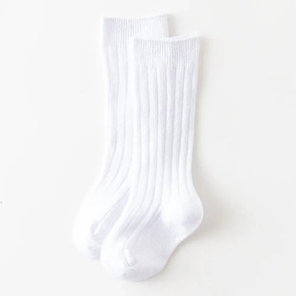 Baby Socks Newborn Kids Infant Girls Boys Knee High Sock Toddler Girl Solid Cotton Stripe Plain Long Sock For 0-3 Years Children