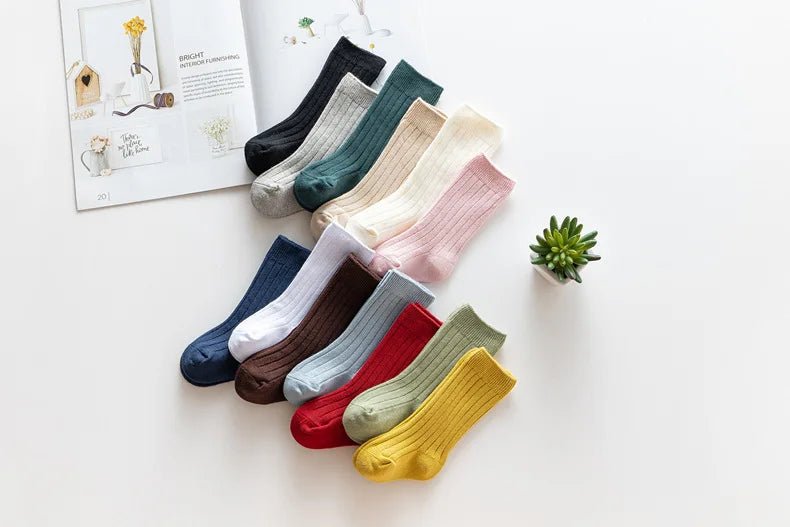 Baby Socks Newborn Kids Infant Girls Boys Knee High Sock Toddler Girl Solid Cotton Stripe Plain Long Sock For 0-3 Years Children
