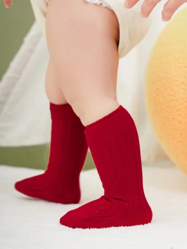Baby Socks Newborn Kids Infant Girls Boys Knee High Sock Toddler Girl Solid Cotton Stripe Plain Long Sock For 0-3 Years Children