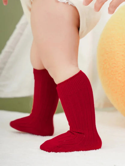 Baby Socks Newborn Kids Infant Girls Boys Knee High Sock Toddler Girl Solid Cotton Stripe Plain Long Sock For 0-3 Years Children