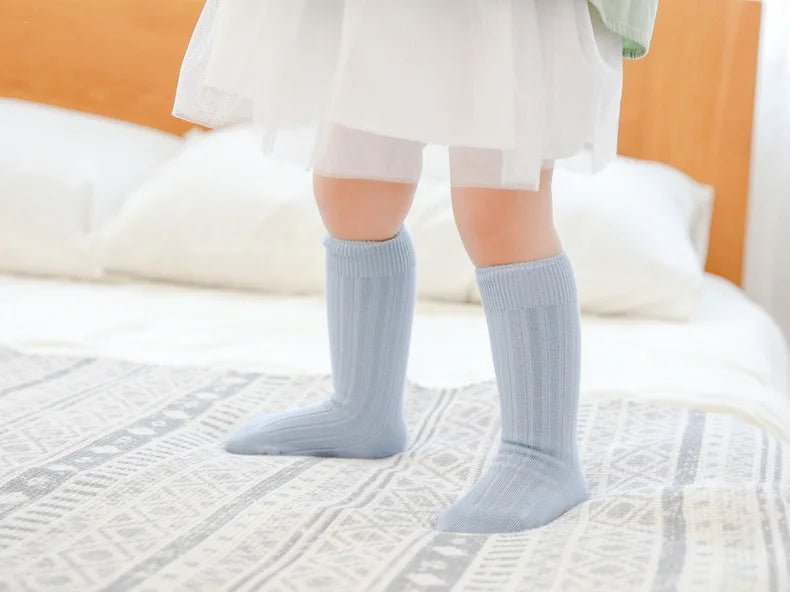 Baby Socks Newborn Kids Infant Girls Boys Knee High Sock Toddler Girl Solid Cotton Stripe Plain Long Sock For 0-3 Years Children